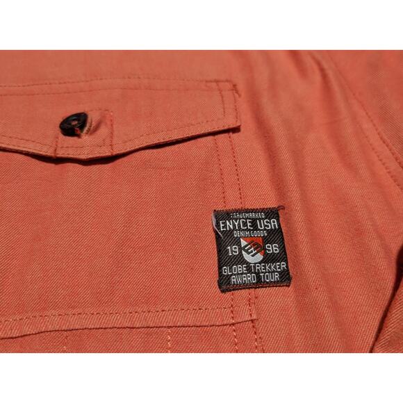 Enyce Button-Up Shirt Women's Size 4x Orange Long Sleeve Collared Cotton Blend - Picture 5 of 6